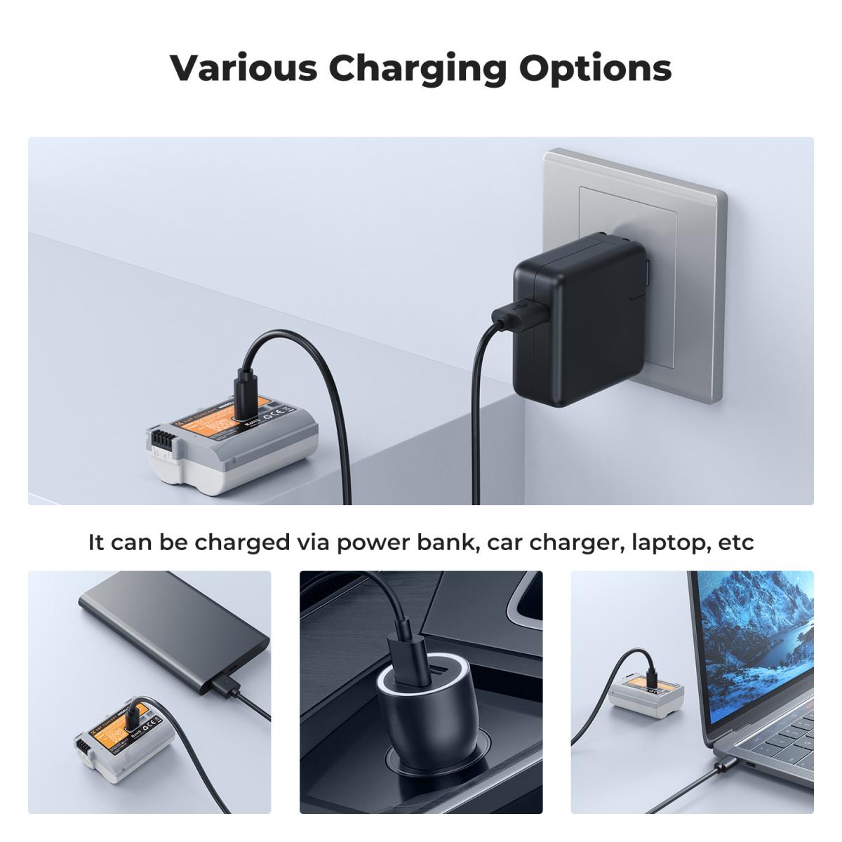 K&F EN-EL15 Battery with Type-C Fast Charging