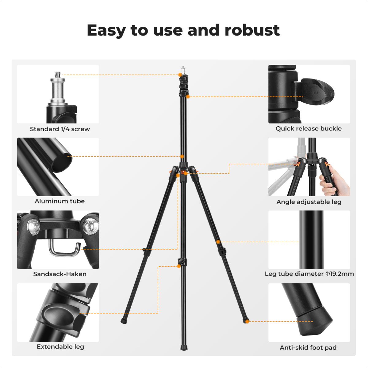 K&F Foldable Light Stands 2.0m
