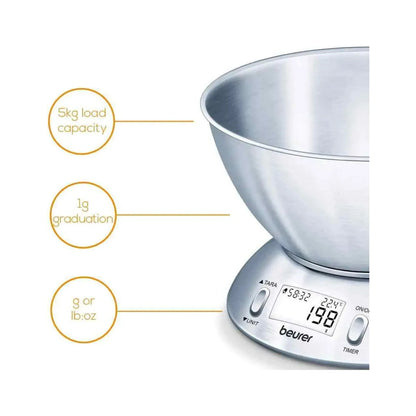 Beurer Kitchen Scale , Brushed Stainless Steel Bowl 1.5 L BEURER