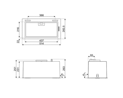 Smeg Integrated Hood 52 cm Stainless Steel