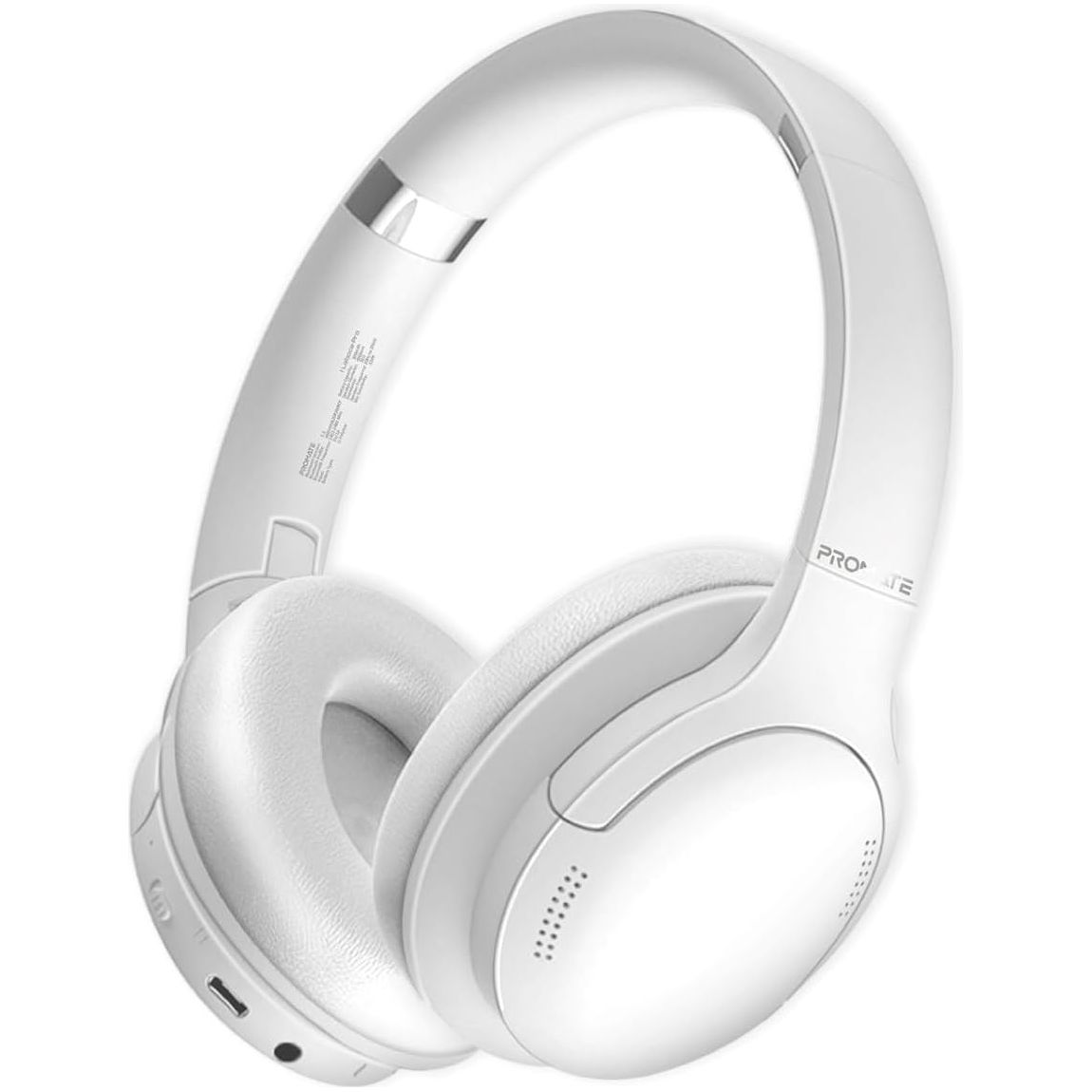 PROMATE Deep Bass Over-Ear Wireless Headphones - White