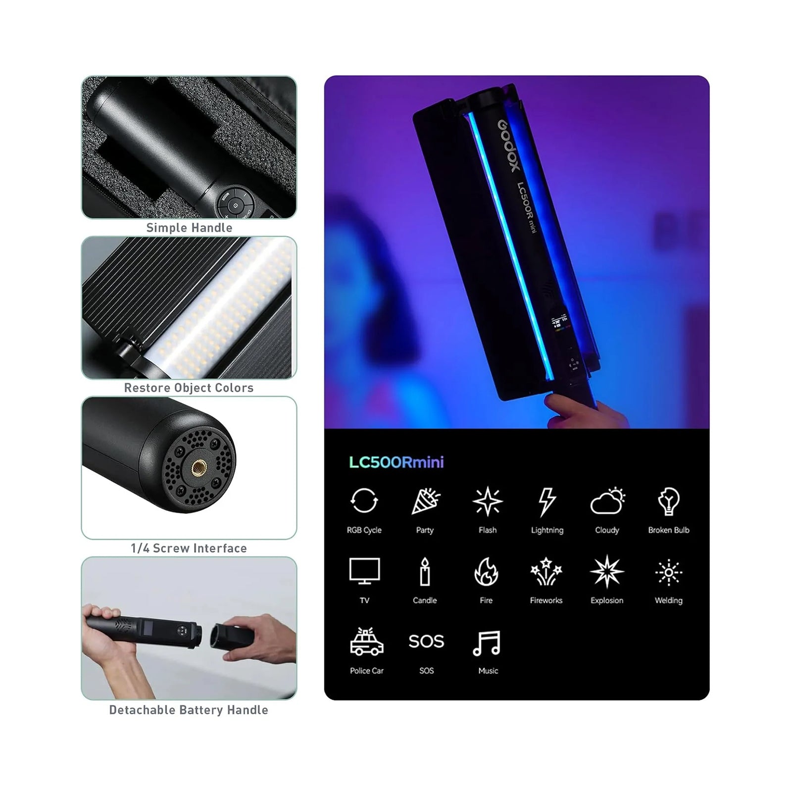 Godox LC500R Mini RGB LED Light Stick 18''