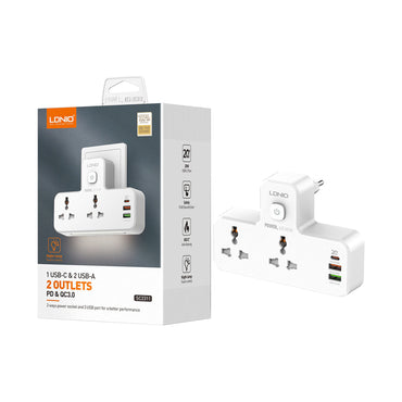 LDNIO 2 AC Outlets Portable Extension Power Socket