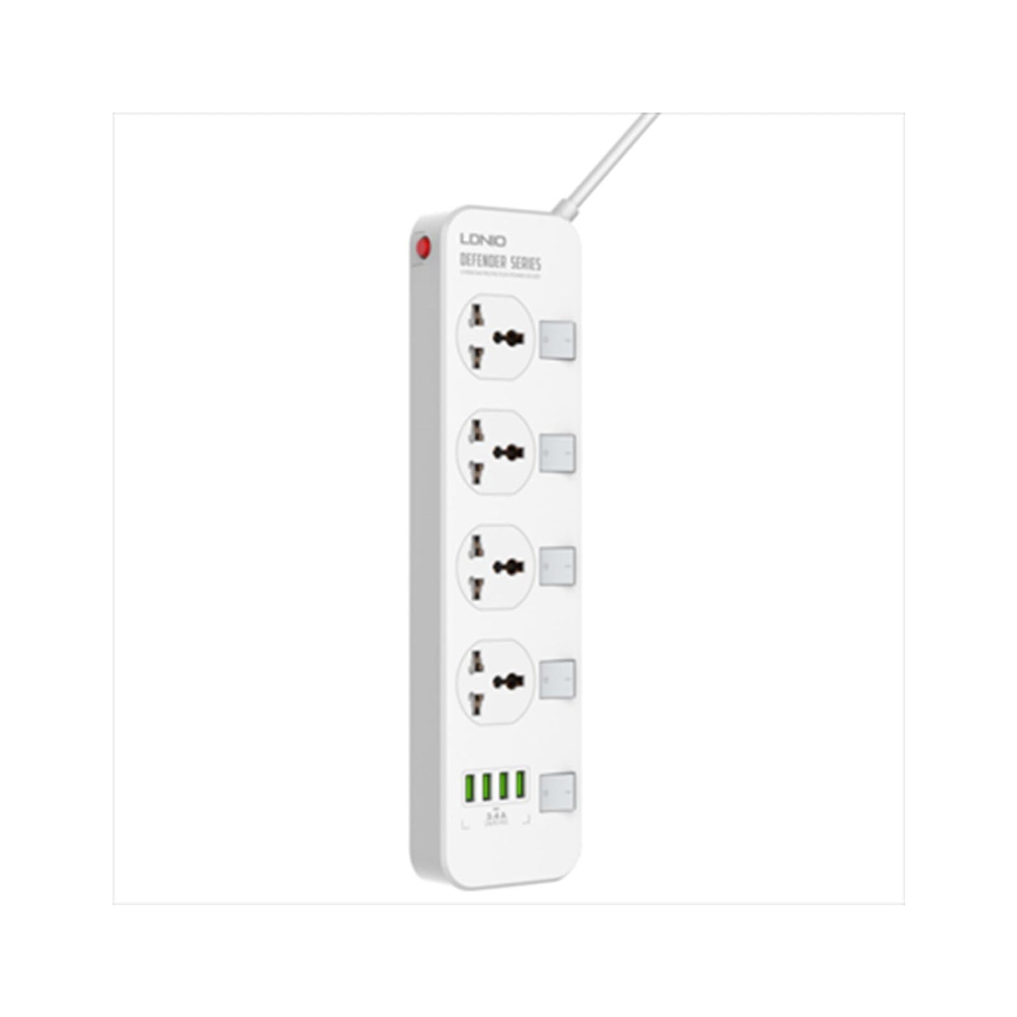 LDNIO 4 AC Outlets Universal Power Strip 2M 2500W LDNIO