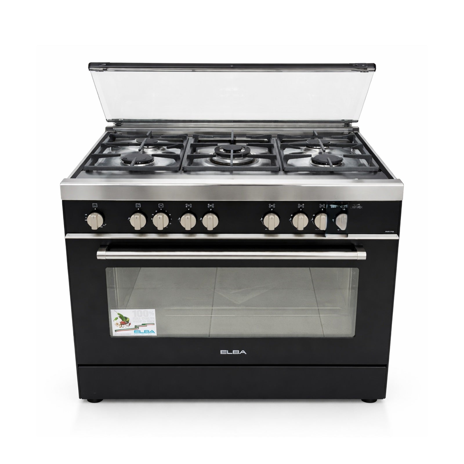 ELBA Cooker Wide 90 cm Cast Iron Ignition Black Matt