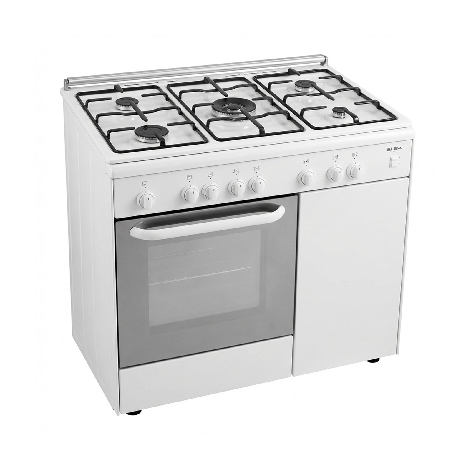 ELBA Cooker 90 cm Bottle Compartment 5 Gas Burners White