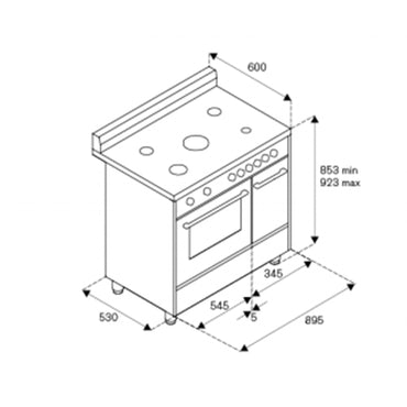 LA GERMANIA Cooker Bottle 90Cm 5 Gas Burners White LA GERMANIA