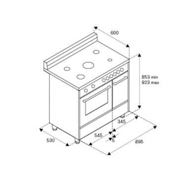 LA GERMANIA Cooker Bottle 90Cm 5 Gas Burners Stainless Steel LA GERMANIA