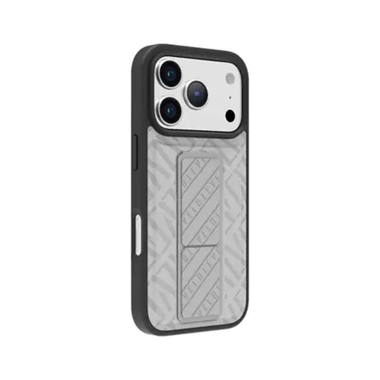 Levelo Morphix Silicone Case With Leather - iPh17 Pro Silver LEVELO