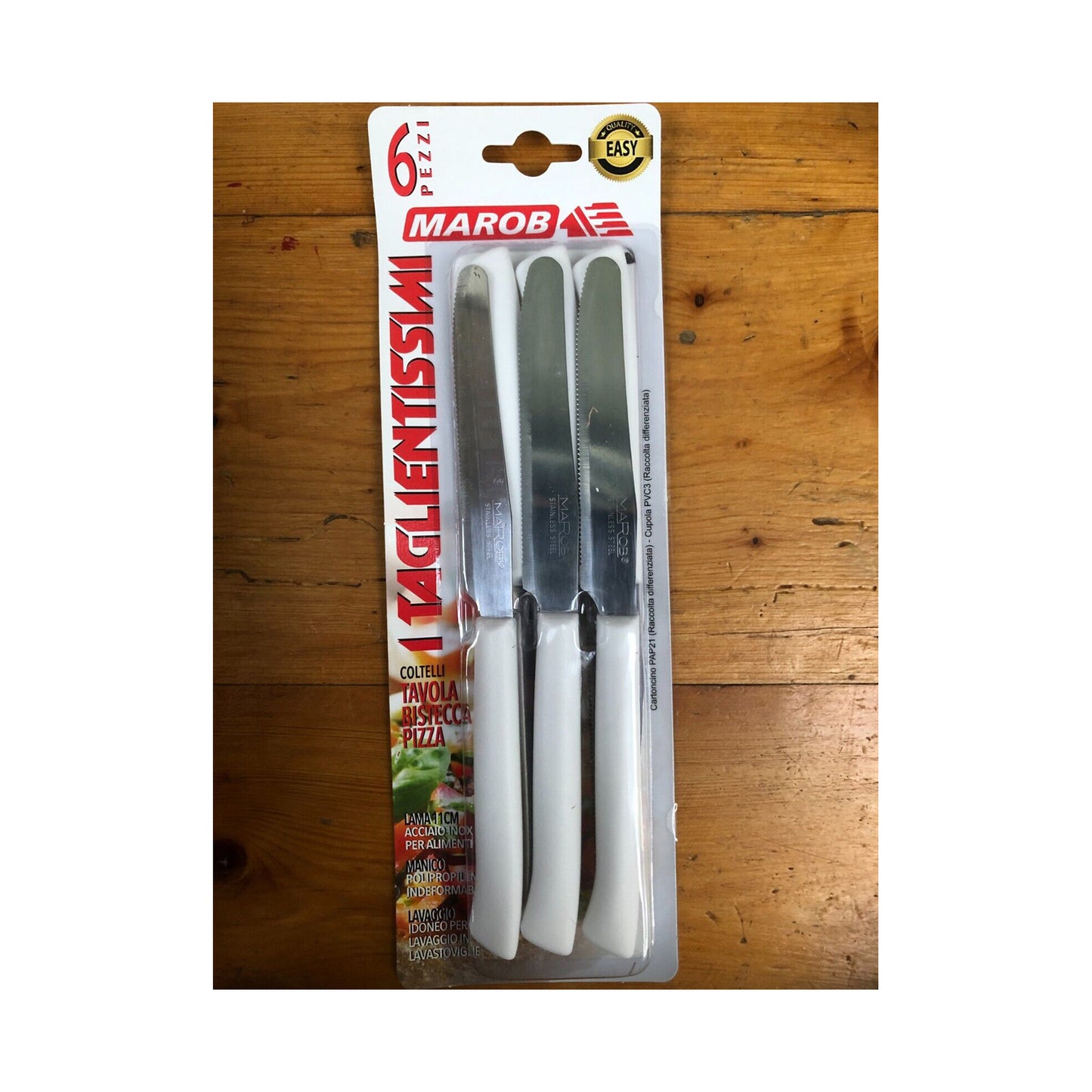 MAROB 24LB06B TABLE KNIFE WHITE 6PCS