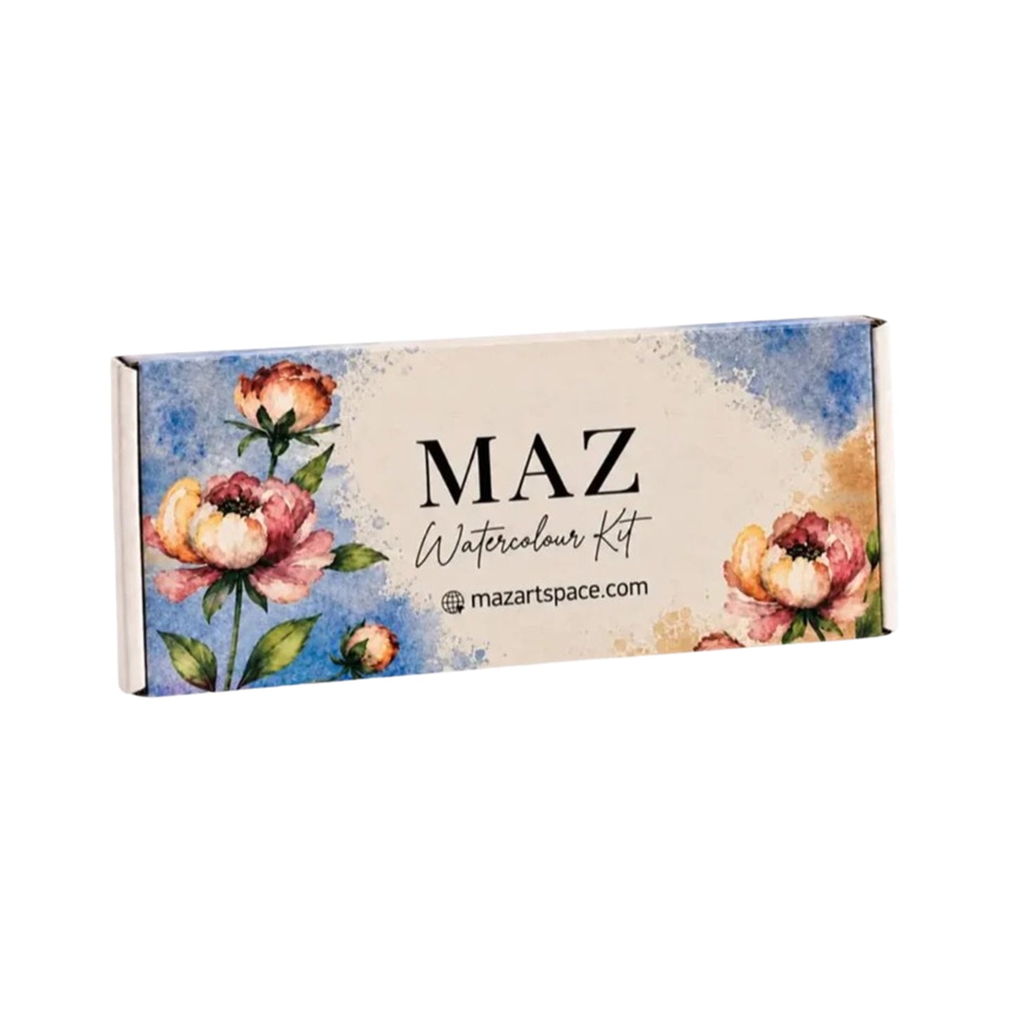 MAZ Watercolor Painting Kit – 12 Colors, Brush & 8×8 Watercolor Paper MAZ