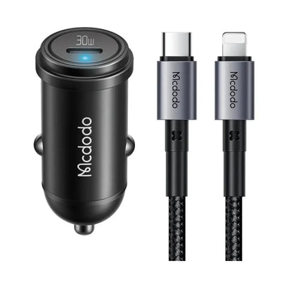 MCDODO PD30W 1C FAST CAR CHARGER KIT C TO LIGHTNING BLACK