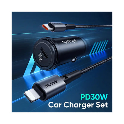 MCDODO PD30W 1C FAST CAR CHARGER KIT C TO LIGHTNING BLACK