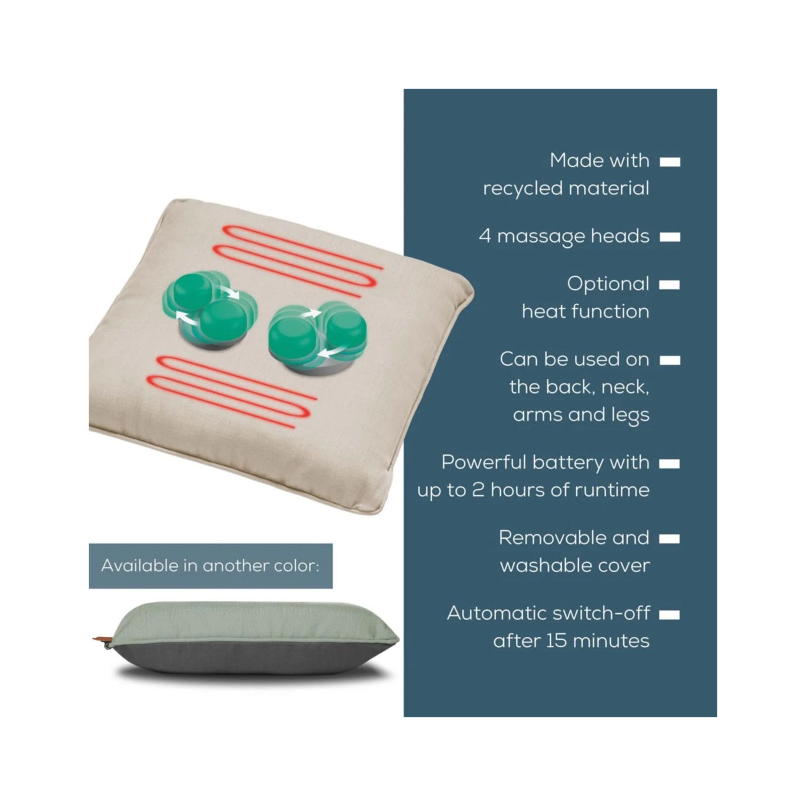 Battery Operated Massage Cushion With Heat Function