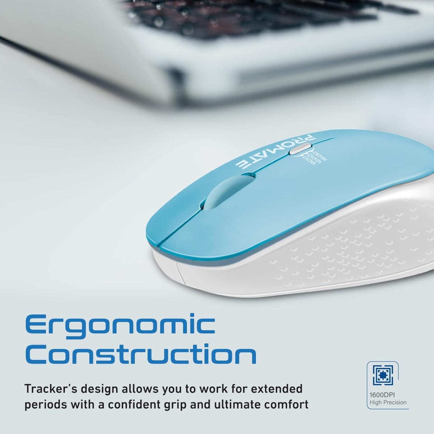 PROMATE Ergonomic Wireless Mouse - Blue