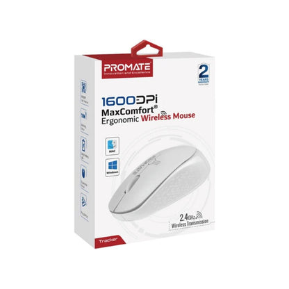 PROMATE Ergonomic Wireless Mouse - White