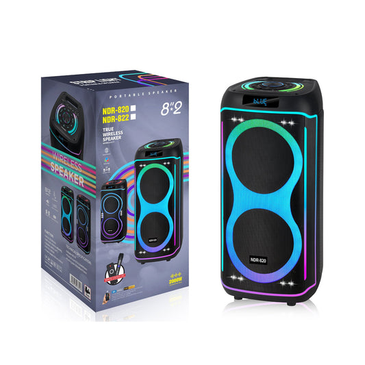NDR Dual 8inch Portable Bluetooth Speaker with Wireless Mic