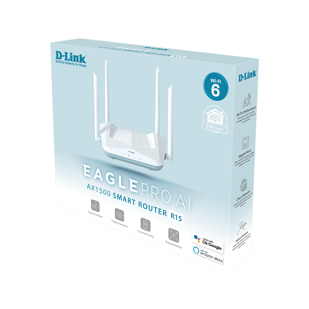 D-LINK AX1500 WI-FI 6 DUAL BAND MESH ROUTER - 4 ANTENNAS