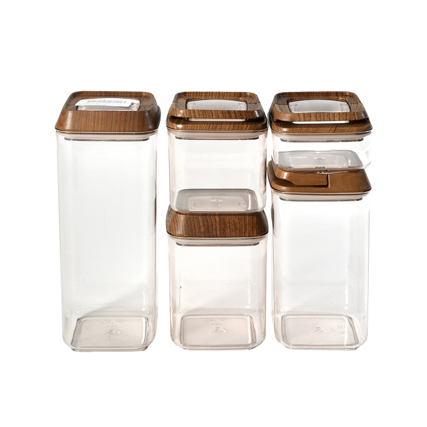 Vacuum Square Storage Jar Set 5 pcs 250+700+900+1200+1700 ml