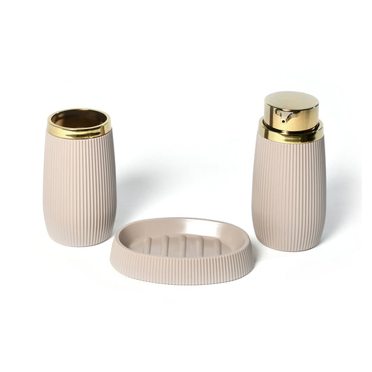 Stripe Round Bathroom Set - Rose (3 Pcs)
