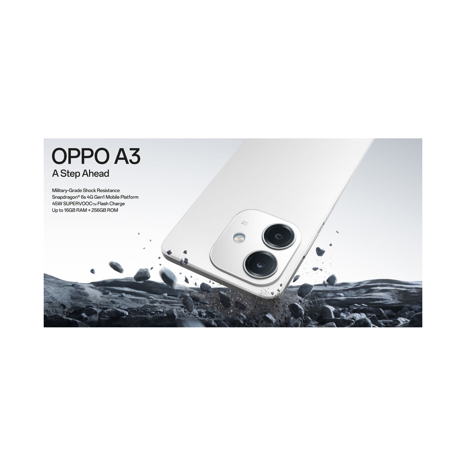 OPPO A3 128GB -12GB-365 Days Screen Warranty Starlight White