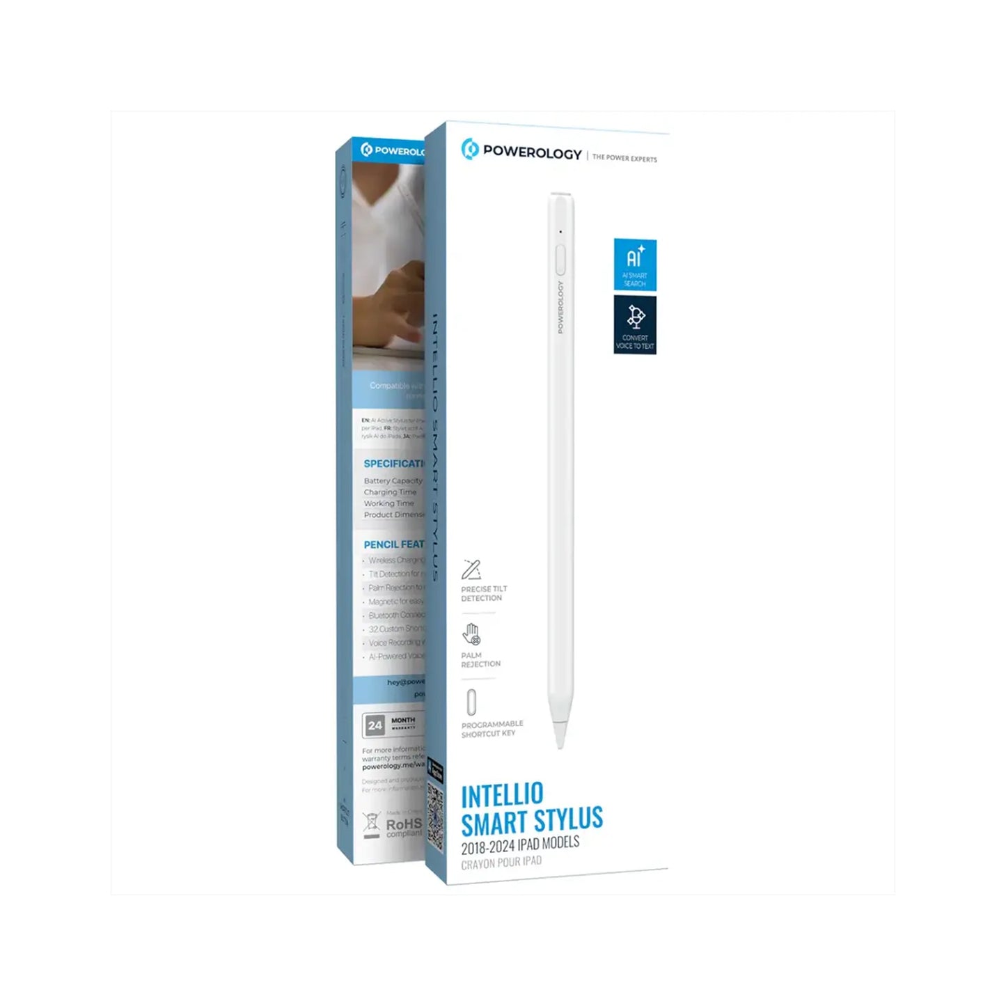 Powerology Intellio AI Bluetooth Stylus Pen - White POWEROLOGY