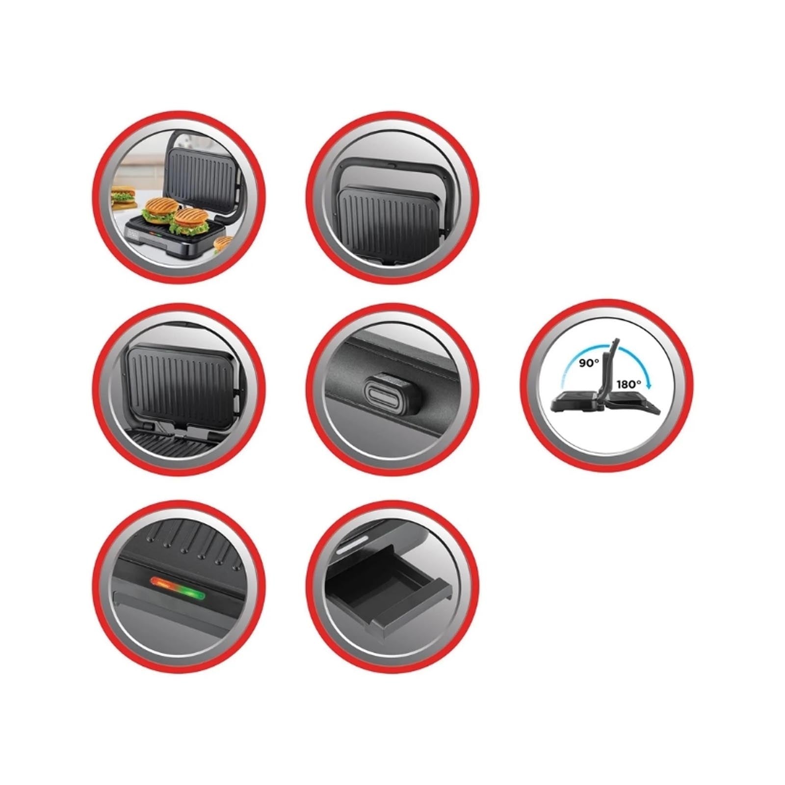 BLACK & DECKER Electric Panini Grill & Sandwich Maker 1300W