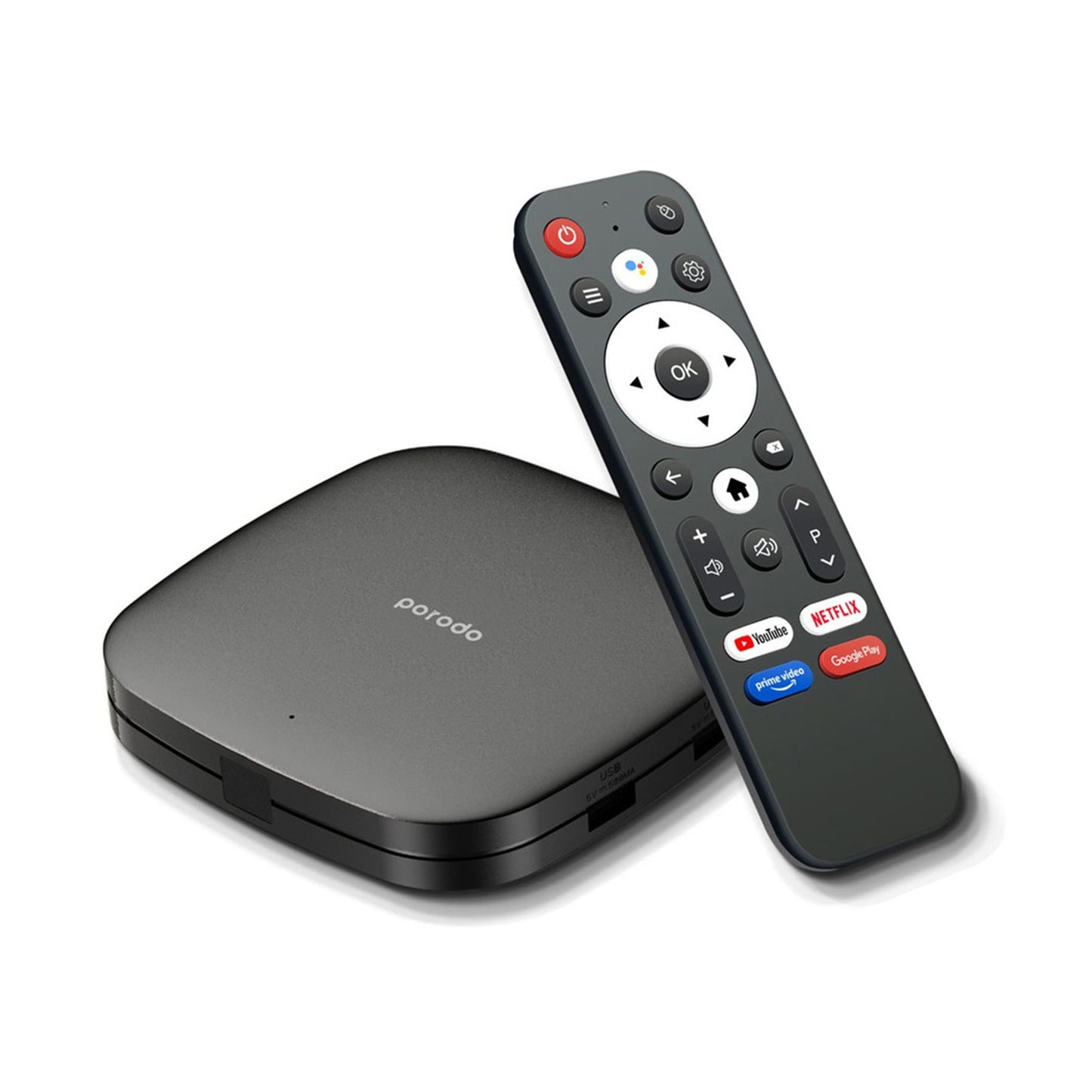 PORODO Android TV Box 1080P 8GB ROM Support 4K - Black