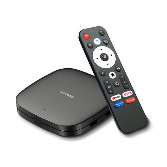 PORODO Android TV Box 1080P 8GB ROM Support 4K - Black