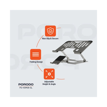 Porodo 2-in-1 Adjustable Foldable Laptop with Phone Stand