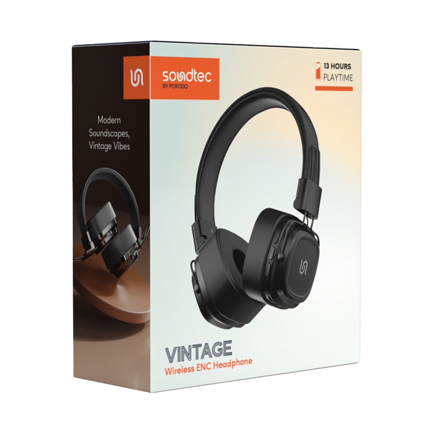 PORODO Soundtec Vintage Headphone - Black
