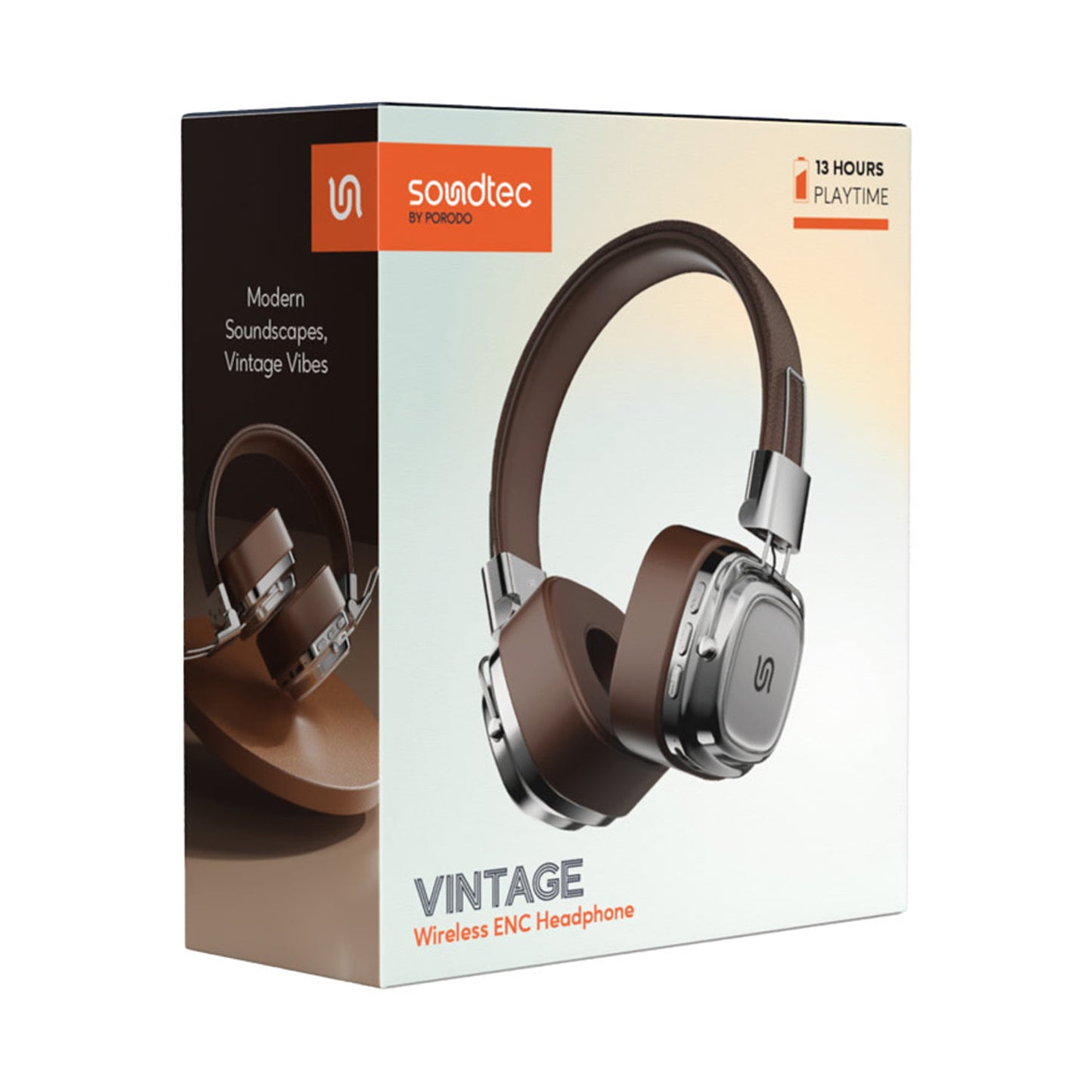 PORODO Soundtec Vintage Headphone - Brwon/Silver