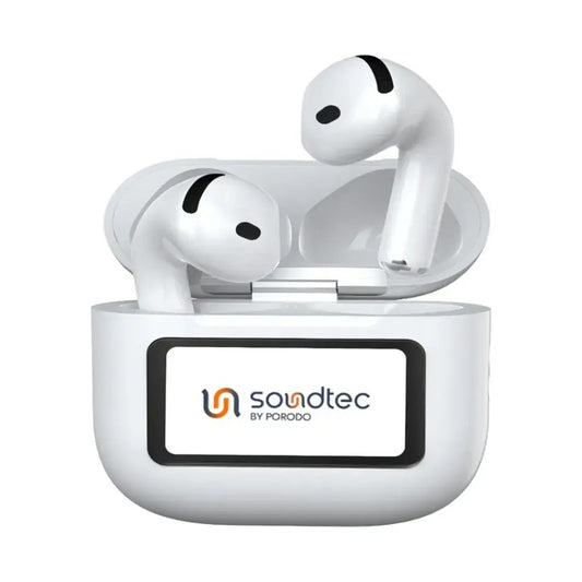 PORODO Soundtec ANC+ENC Earphone with Touch Screen - White