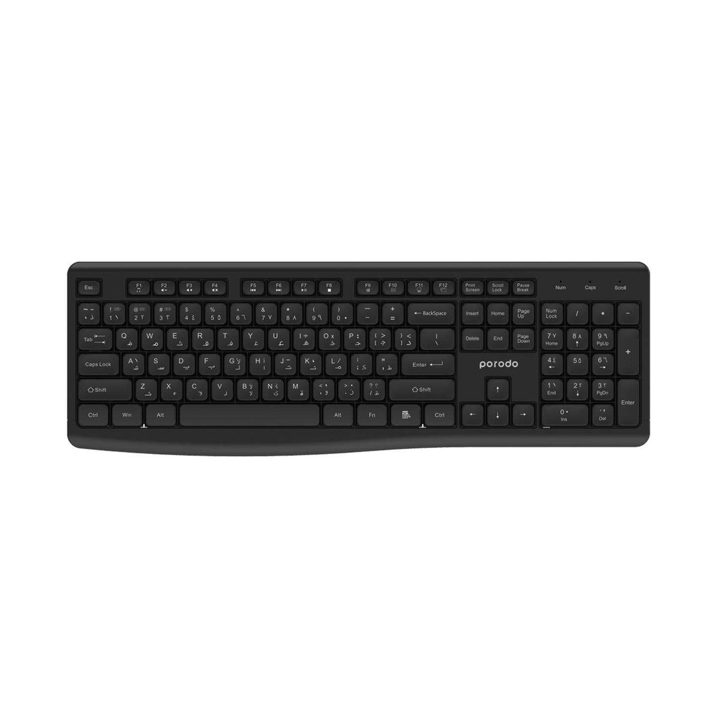 Porodo Dual Mode Wireless BT Keyboard with Mouse - Black