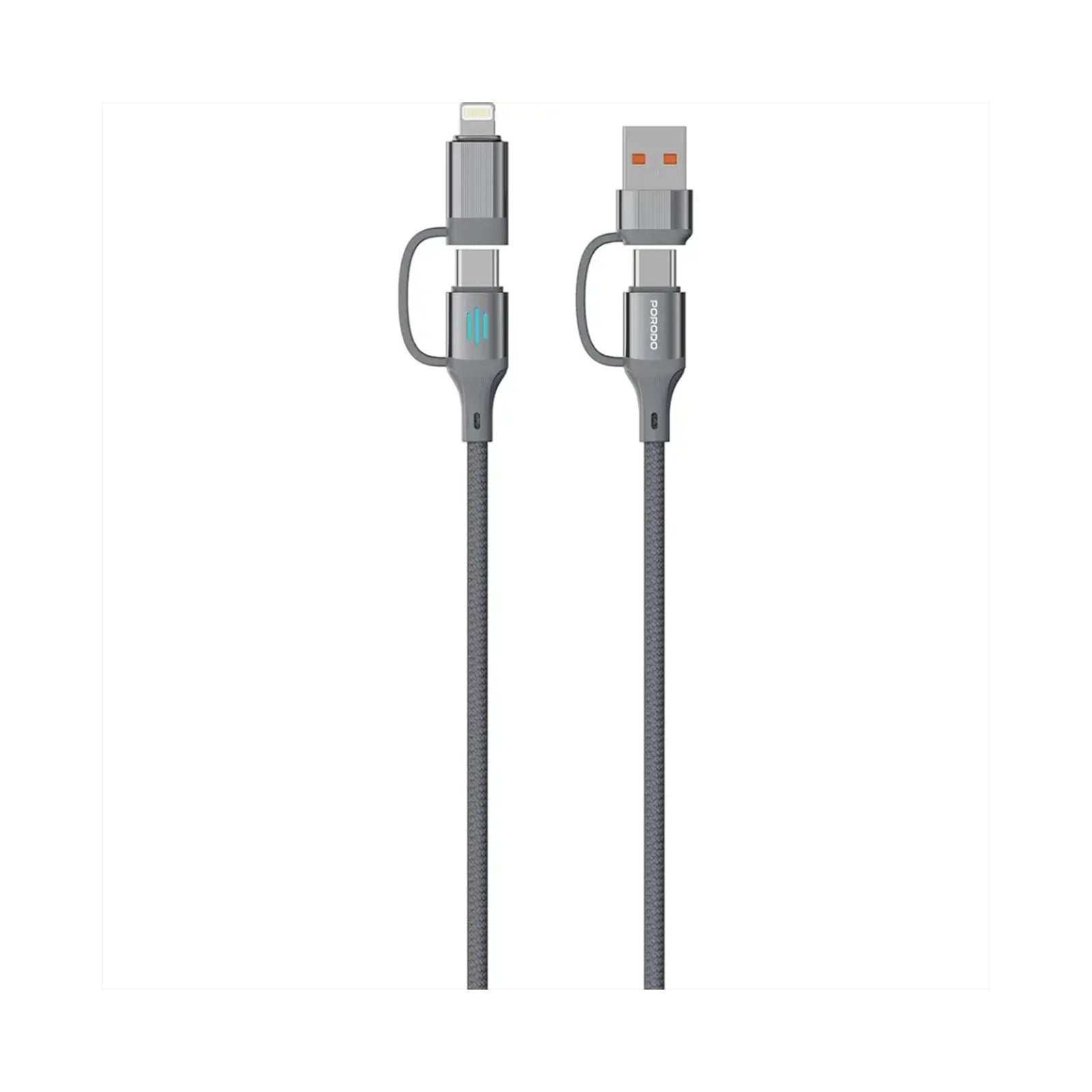 Porodo 4-In-1 High-Speed Charging Cable - Gray