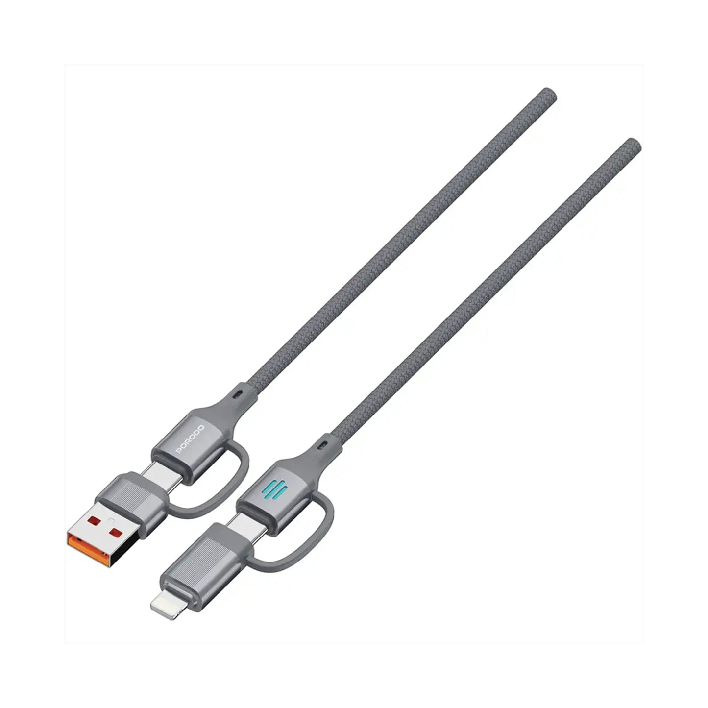 Porodo 4-In-1 High-Speed Charging Cable - Gray