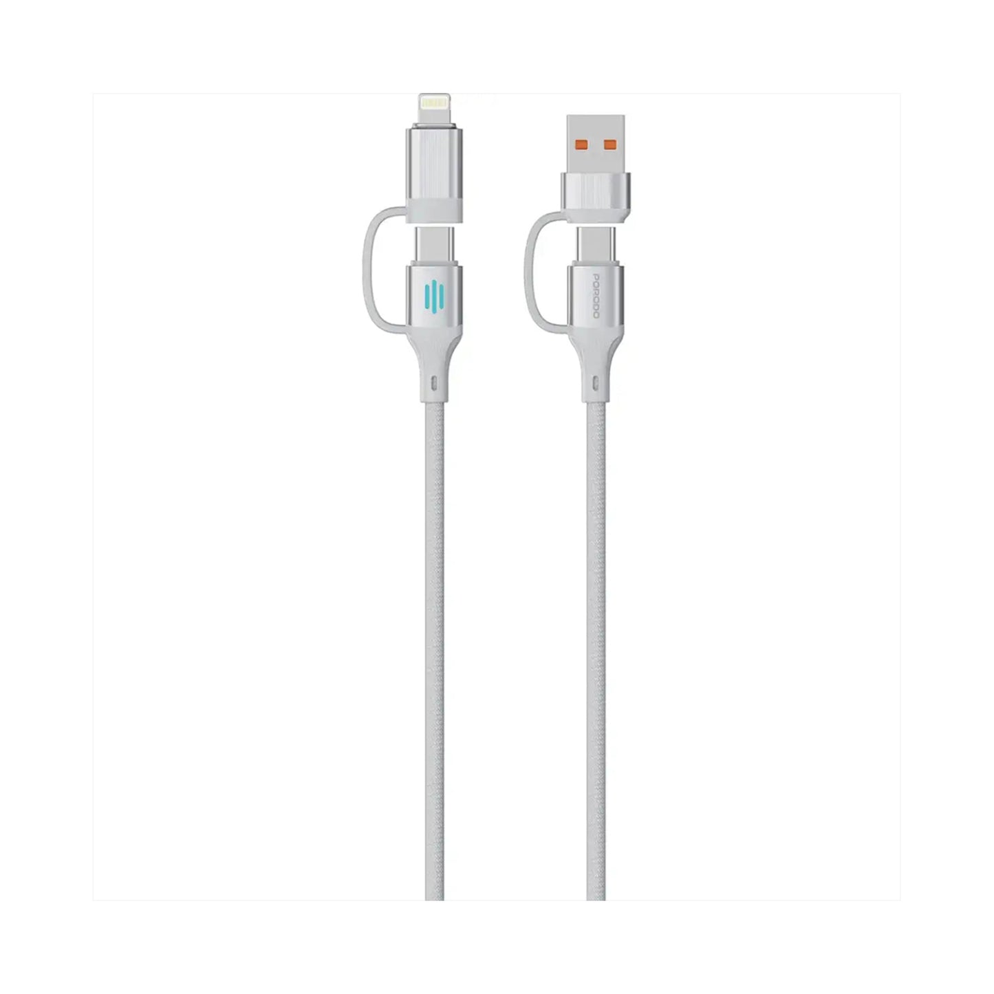 Porodo 4-In-1 High-Speed Charging Cable - Silver