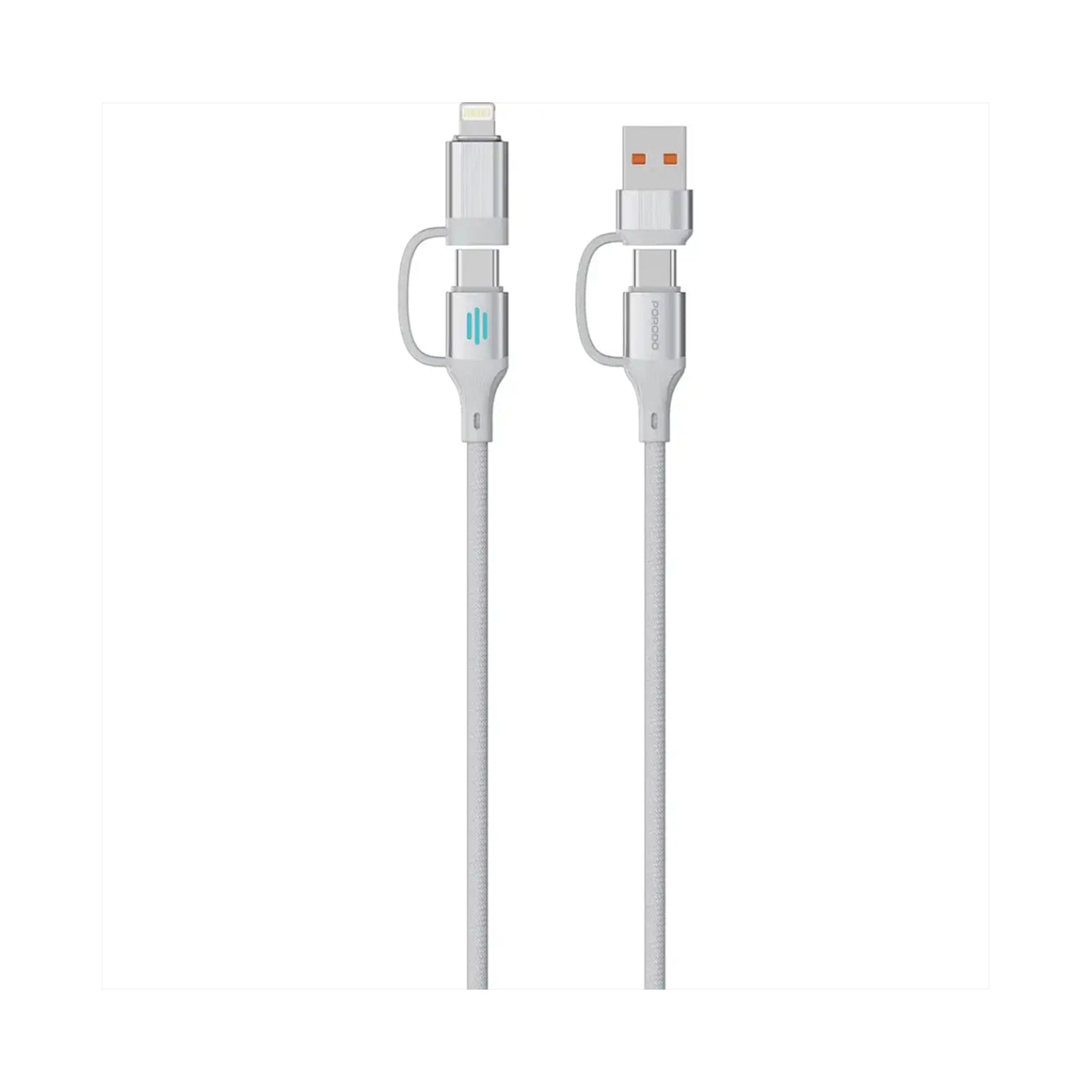 Porodo 4-In-1 High-Speed Charging Cable - Silver