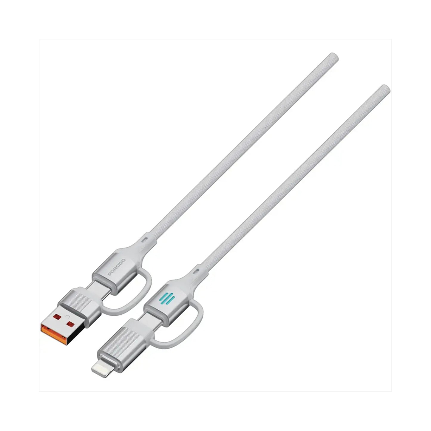 Porodo 4-In-1 High-Speed Charging Cable - Silver