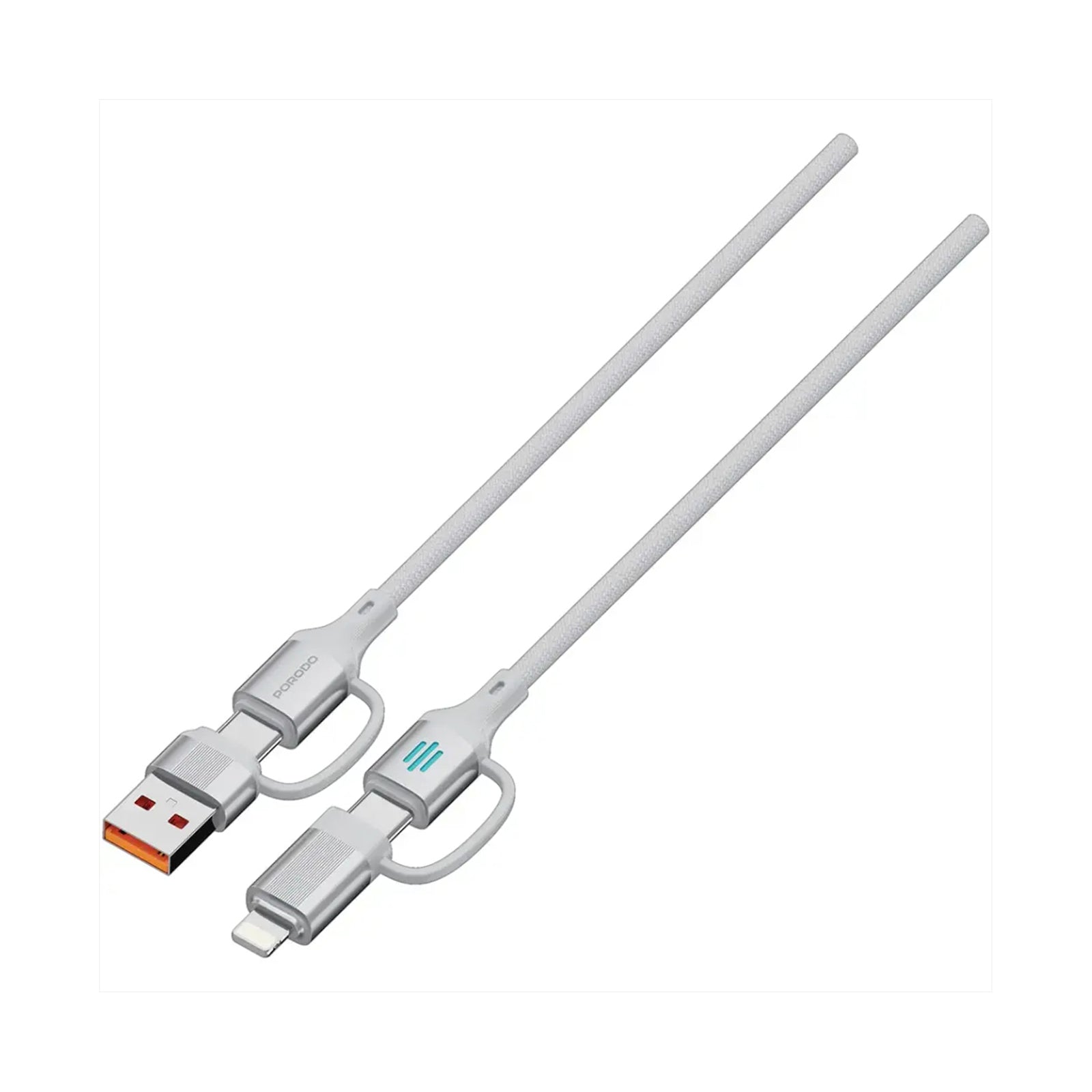 Porodo 4-In-1 High-Speed Charging Cable - Silver