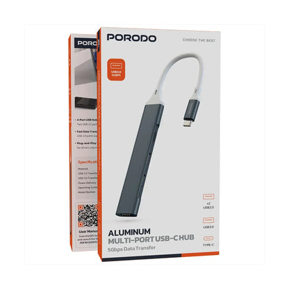Porodo Play-X 4 IN 1 Type C Hub - Grey