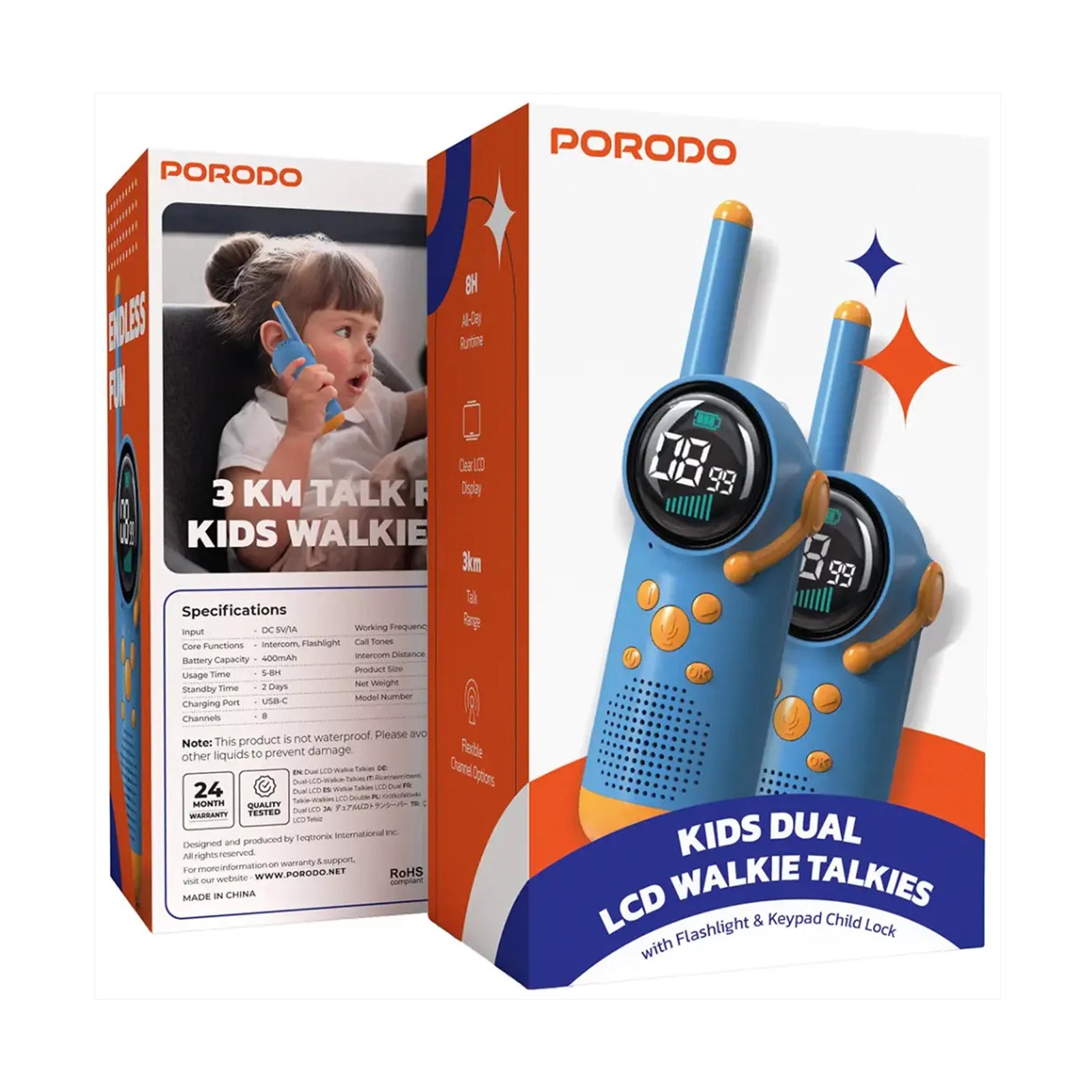 Porodo Kids Walkie Talkie - Blue