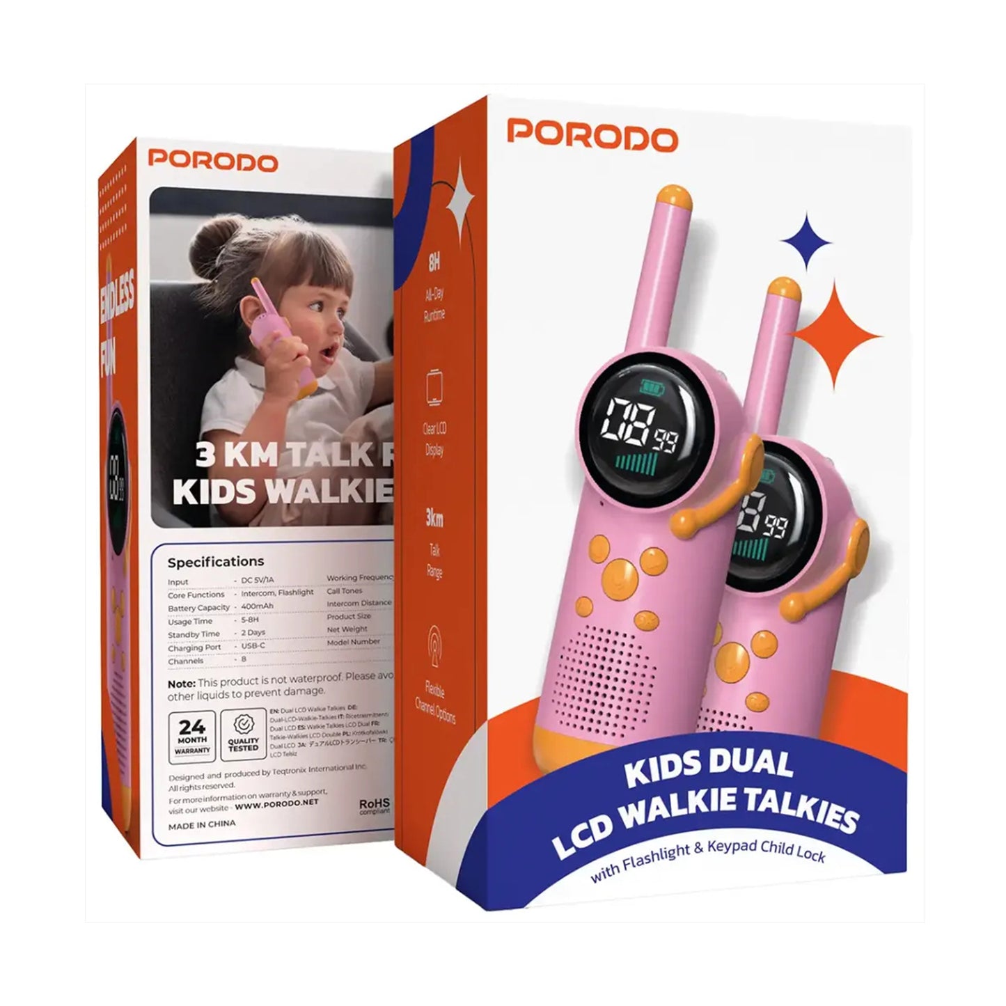 Porodo Kids Walkie Talkie - Pink