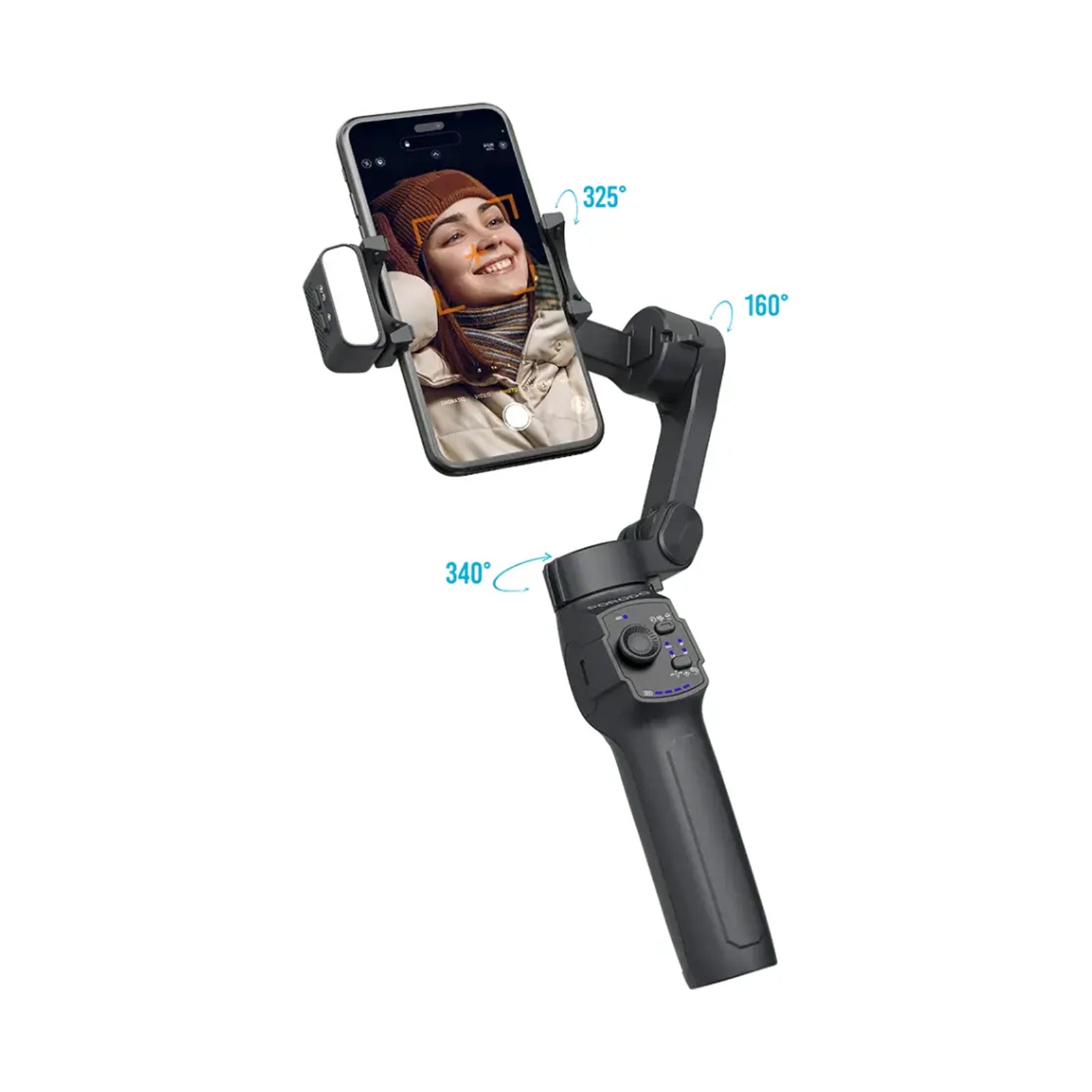 PORODO 3-Axis Gimbal With LED Light - Black