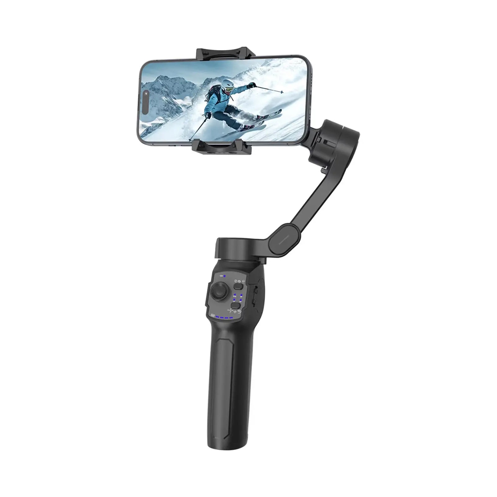 PORODO 3-Axis Gimbal With LED Light - Black