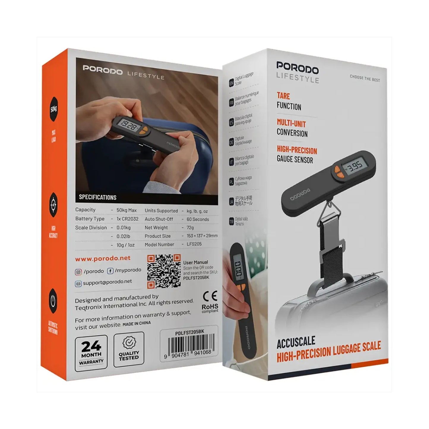 Porodo  Accuscale High-Precision Luggage Scale - Black