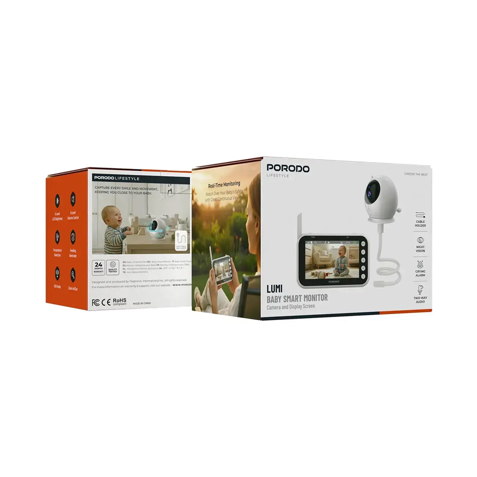 PORODO Lumi Lifestyle 2000mAh Battery Baby Monitor W. Stand