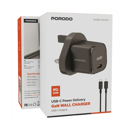 Porodo Dual-Port Mini WallCharger - Black