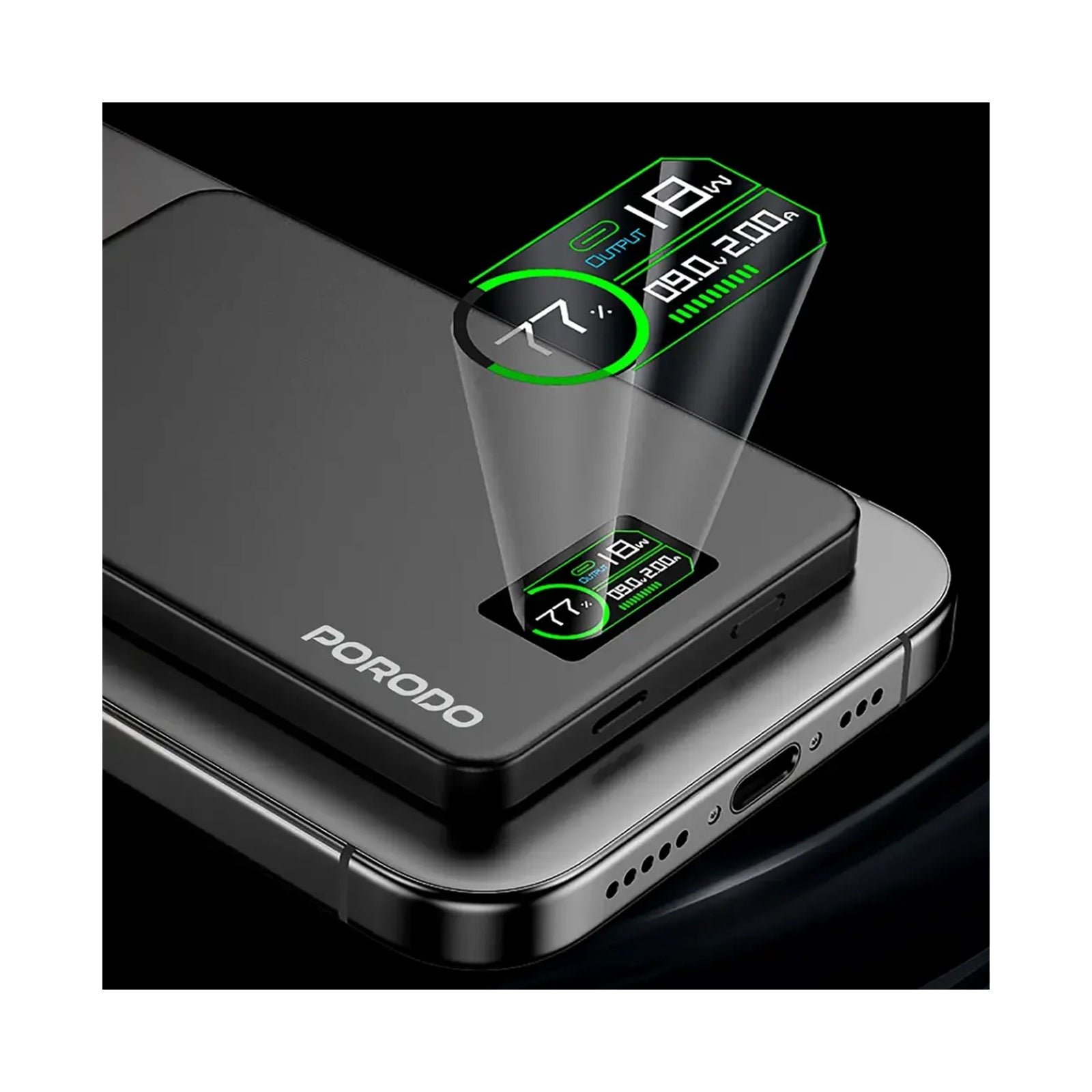 PORODO 10000mAh Power bank 5V/3A Max. - Dark Grey