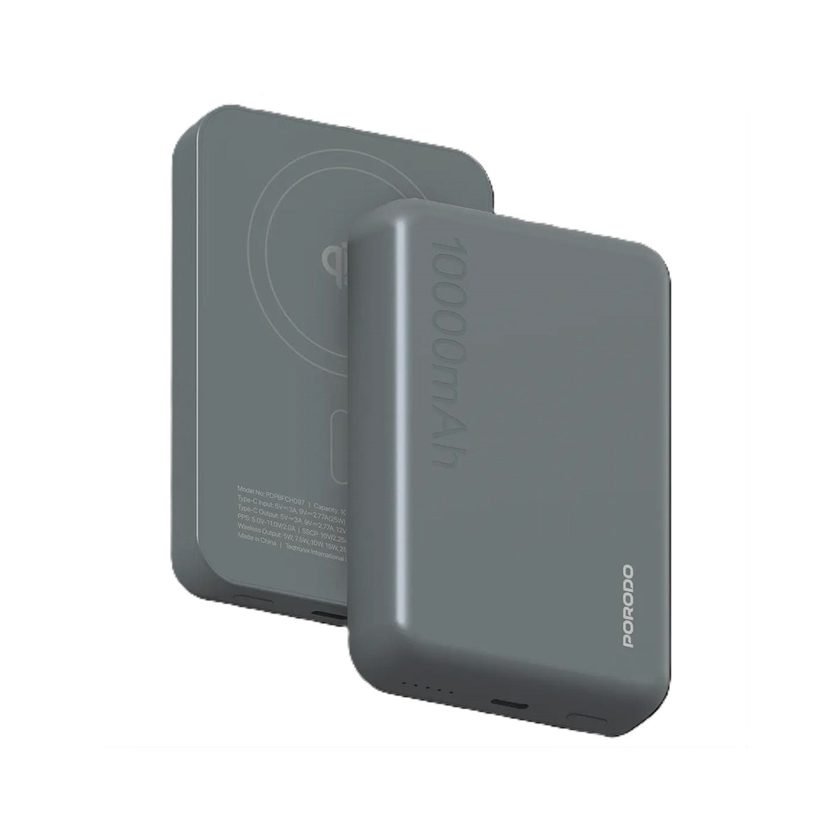 Porodo Vingt-Cinq PD25W MagSafe Power Bank 10000mAh - Grey